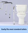 Rock Solid Aluminum Foldable Toilet Safety Rail With Sweet Comfort Handles for standard toilets, features adjustable height and fit.