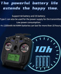 FS ST8 2.4GHz RC Transmitter 10 channels with FS SR8 Receiver, battery life display, AA and 2S battery support, 10-hour runtime