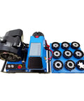 Beat The Clock With This Heavy Duty Portable Hydraulic Hose Crimper Tackling 0.39 To 2.4 Inch Rubber Lines Using Eight Swappable Dies And Pure 12V Shop Power, showcasing the device and interchangeable dies.