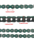 Heavy Duty 140 Link Roller Chain And Chain Breaker Kit For 50cc To 125cc Dirt Bikes ATVs Go Karts Scooters Pit Bikes Quads One Half Inch Pitch One Quarter Inch Roller Green with dimensions