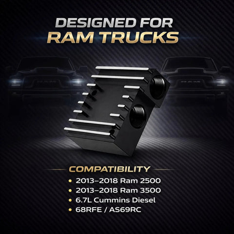 68RFE Thermal Bypass Valve Upgrade Kit For 2013 To 2018 Ram 2500 And 3500 6.7L Cummins, designed for Ram trucks compatibility
