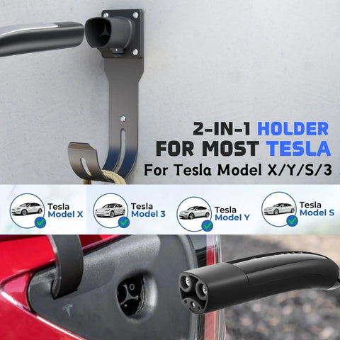 Tesla Charger Holder Wall Mount Dock And J Hook For Model 3 Y X S Built Tough Heavy Duty Steel EV Cord Hanger on wall