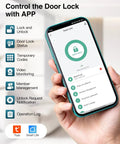 Smartphone displaying app interface for Video Smart Lock With Camera 2K HD, Keyless Entry, showcasing control features.
