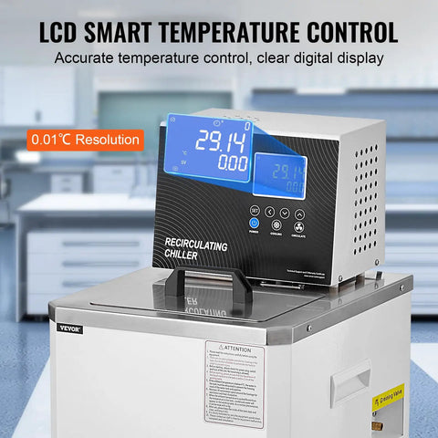 Heavy Duty Lab Chiller Smooth Operator Circulator Rock Solid Temp Control Six Liter Stainless Steel Tub with LCD display