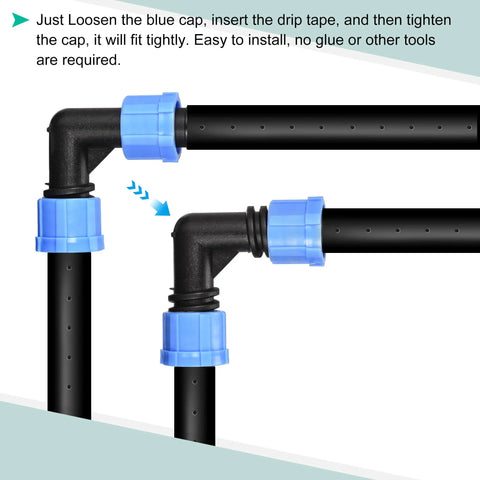 Durable Drip Irrigation Barbed Locking Fittings Elbow Couplings For 16mm Drip Tape Tubing Sprinkler System Pack Of 20