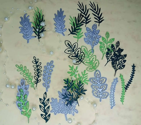 Eight Piece Leaf Metal Die Cuts Set For Scrapbooking And Card Making, floral leaf cutting dies stencils, carbon steel, 9.7x10.9 cm