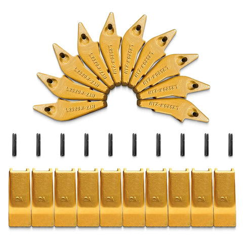 Weld On Flush Mount 2A Bucket Shanks And L2520W 2AH Teeth With Pins For Backhoe And Mini Excavator Buckets Beefy Heavy Duty Digging Teeth Adapter Set 10 Piece