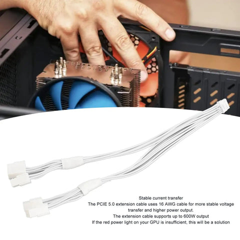 Fresh Sleeved Pcie 5.0 Extension Cable For Dope Gpu Power Delivery And Tight Rig Routing With Dependable 16 Awg Wiring Built For Nvidia Rtx 4090 4080 And 3090 Ti 4 To 8 Pin Adapter in a PC build with a fan.