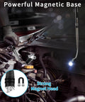 Mechanic using 3 Pack Telescoping Inspection Mirrors With LED Light and Magnetic Flashlight on car engine, bright LED in dark area