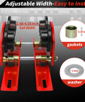 Heavy Duty I Beam Trolley 0.5 Ton Capacity With Dual Track Rollers Adjustable Flange 2.68 To 4.33 Inches For I Beams Compatible With PA200 To PA500 Push Manual Trolley Hoist, showing front view with adjustable flange width and components.