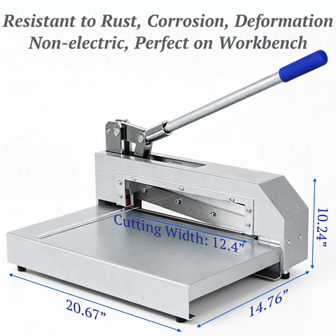 Heavy Duty Manual Guillotine Sheet Metal Cutter 12.4 Inch For Copper Aluminum PCB Boards And Thin Metals Precision Cut