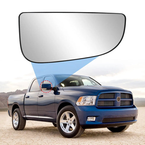 Ram Passenger Right Side Lower Mirror Glass Replacement For 2010-2020 Dodge Ram 1500 2500 3500 4500 5500 Towing Model Convex Glass With Bracket Easy Install Direct Replacement shown on vehicle