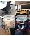 Different chairs with 3 Inch Rubber Chair Wheels Replacement Casters With Seven Sixteenth Inch Stem Universal Fit For Most Rolling And Gaming Chairs Protect Floors On Carpet Hardwood And Tile With Smooth Quiet Rolling Set Of Five Transparent, shown in office, shared space, home, and gaming settings.