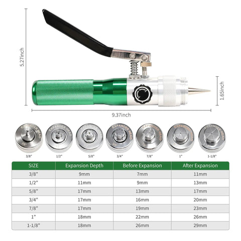 Heavy Duty Hydraulic Tube Expander Kit For Copper Aluminum And Mild Steel Pipes From Three Eighths To One And One Eighth Inch OD