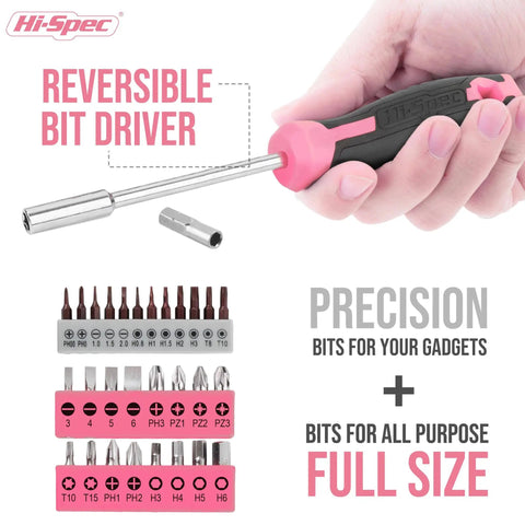 Pink 38-Piece Essential Tool Box Set With Storage Case For DIY Dorms And Home Quick Fixes Ergonomic Non-Slip Steel Hand Tools