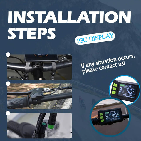 Universal LCD Speedometer Odometer Display For Electric Bikes And Scooters, Handlebar Mount, 24V 36V 48V 60V Compatibility, P3C 6 Pin Connector, Must Have For Ebike Conversions And Everyday Rides