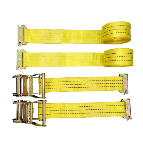 Beefy 2 In X 15 Ft E-Track Ratchet Tie Down Straps, 4,400 Lb Break Strength, 1,460 Lb WLL, zinc-plated hardware, 2-pack