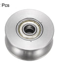 Beefy U Groove Track Wheel Set 1.89 Inch 304 Stainless Steel Sliding Gate Rollers With Double Bearings, top view of one wheel