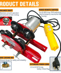 Electric Trolley With 1100 Lb Load Capacity, wired remote, side locking nut, and 2m power cord for PA hoists in overhead use.