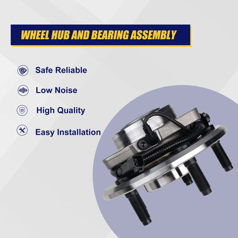 Front Wheel Bearing And Hub Assembly 2Pcs For Dodge Ram 1500 2006 2007 2008 Front Position 5-Lug ABS Drop-In Fit for Crew Cab