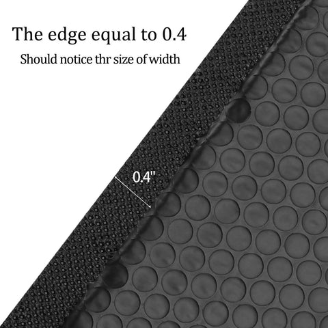 Close-up of Black Bubble Mailers 40 Pack 7 By 5.2 Inch Padded Envelopes showing 0.4-inch edge width detail for durable protection.