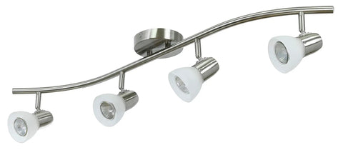 4 Light Modern S Shaped Track Lighting Bar With Frosted Glass Heads Brushed Nickel Finish GU10 Bulb Included Hardwired Indoor