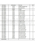 Table of parts for Gas Lens Collet Body Kit For TIG Torches Fits SR WP9 WP20 WP25 53 Piece Consumables Set.