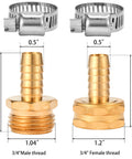Brass Garden Hose Connector Repair Kit with Stainless Clamp fits one half inch water hose fitting barb to three quarter inch GHT