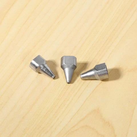 Get These 3 Pcs Heavy Duty Nozzle Kit For S-993A And S-995A Electric Desoldering Pumps With 1MM 1.5MM And 2MM Tips for your welding game, showing steel nozzles on wood.