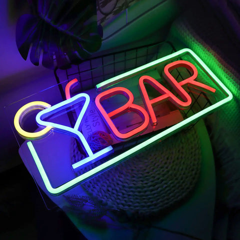Bar Neon Sign For Wall Decor LED Bar Lights For Bedroom Living Room And Home Bar, Red Blue Green Accent Neon Glow