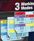 Pro Grade Digital HVAC Manifold Gauge Kit With 113 Refrigerants Database Dual Pressure And Temperature Display Fast Selection For Quick Diagnosis Supports R454B R410A R32 R134A R1234yf R22 And More Ideal For Techs And DIY Pros 3 working modes screen