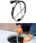 No Junk Heavy Duty Main Line Drain Auger Strip used for clearing stubborn clogs from a sewer drain with rugged steel core.