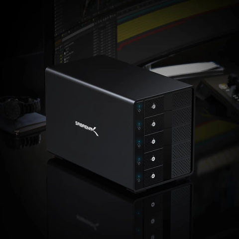 Heavy Duty 5 Bay Usb C Storage Dock serving up lightning fast 10Gbps transfers for 3.5 inch drives with sleek design.