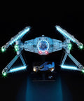 Premium USB Lighting Kit For Lego 75382 Interceptor Aircraft Model, Lighting Components Only, illuminated aircraft on black background