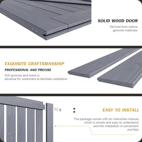 Gray Wood Barn Door Slab 48 By 84 Inches With 8 Foot Barn Door Hardware Track Kit Included close-up of spruce wood details