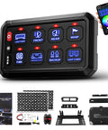 8 Gang Bluetooth RGB Switch Panel With Toggle Momentary Flash Strobe And Memory Function, Waterproof Relay Box for vehicles