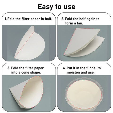 Folding instructions for Pro Grade Qualitative Filter Paper 12.5 Cm Diameter Medium Speed 85 GSM 10 Micron Pore Size Pack Of 100