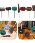 Double Layer Flap Wheel Sander Kit For Drill 50 Piece Set With Steel Abrasive Wheels on wooden surface