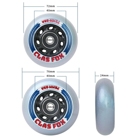Inline Skate Replacement Wheels With ABEC 9 Bearings And Floating Spacers For 72mm And 76mm Skates 85A Indoor Outdoor 8 Pack