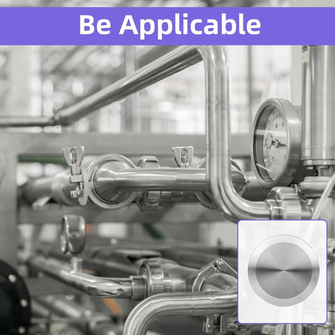Six 1.5-inch stainless steel tri-clamp end caps with silicone gaskets for 50.5mm OD sanitary fittings.