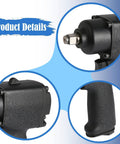Close-up of the Compact Mini Pneumatic Impact Wrench Featuring Aluminum Alloy Chassis and ergonomic handle for easy grip.