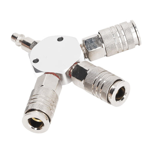 Three Way Air Manifold 1/4 NPT Male Thread Aluminum Alloy Pneumatic Fitting For Industry Self Locking Quick Connect