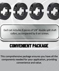 8-Pack Black Five Eighths Inch Bore Double Split Clamp-On Shaft Collar Screw Set Carbon Steel For Auto And Shop Use