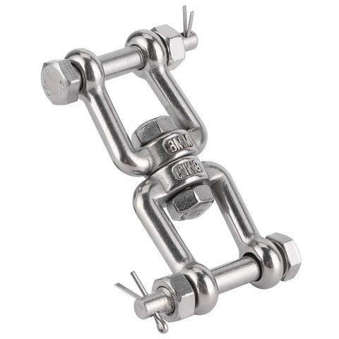Heavy Duty 304 Stainless Steel Anchor Swivel Shackle With Smooth Rotating Action For Boats And Ground Tackle Rope Connectors, close-up view.
