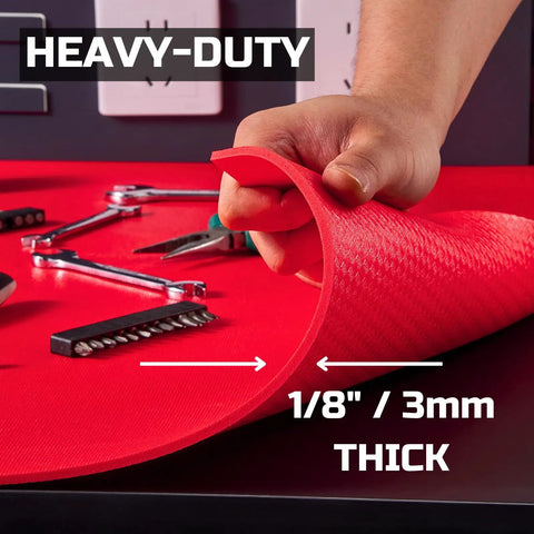 Tool Box Liner 16 Inch Wide By 18 Feet Long Heavy Duty Rubber Mat For Drawer Rolling Tool Chest Cabinet And Workbench Grippy Anti Slip Pad Keeps Tools From Sliding Scratching And Spills Red.