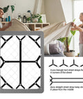 Bed Sheet Straps 6 Piece Set For Full Size Bed, Adjustable Elastic Clips Holders For Corners, Easy Install, Strong Triangle Design