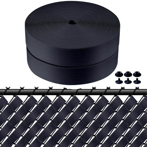 Black Polyethylene Chain Link Fence Privacy Strip Kit, 492 Feet Total, UV Inhibited for Long Lasting Privacy, includes clasps and punches