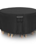Heavy Duty Round Patio Furniture Cover 62 Inch Diameter 28 Inch Height Waterproof UV Resistant for round outdoor dining set