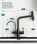 Fapully Pull-Down Kitchen Faucets, 3 Way Kitchen Sink Faucet with Pull Down Sprayer and Drinking Water Faucet, Include Deck Plate for 1 or 3 Holes Oil Rubbed Bronze with measurements.