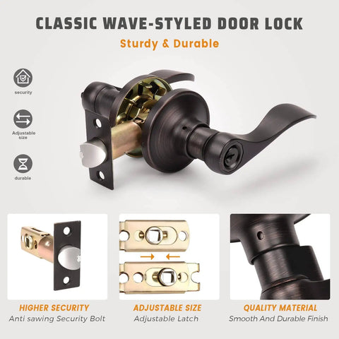 10 Pack Exterior Door Handle Lockset With Keyed Alike And Combo Keys In Oil Rubbed Bronze Vintage Bronze Exterior Door Lever Front Doorknob For No Fuss DIY Installation And Secure Front Entry